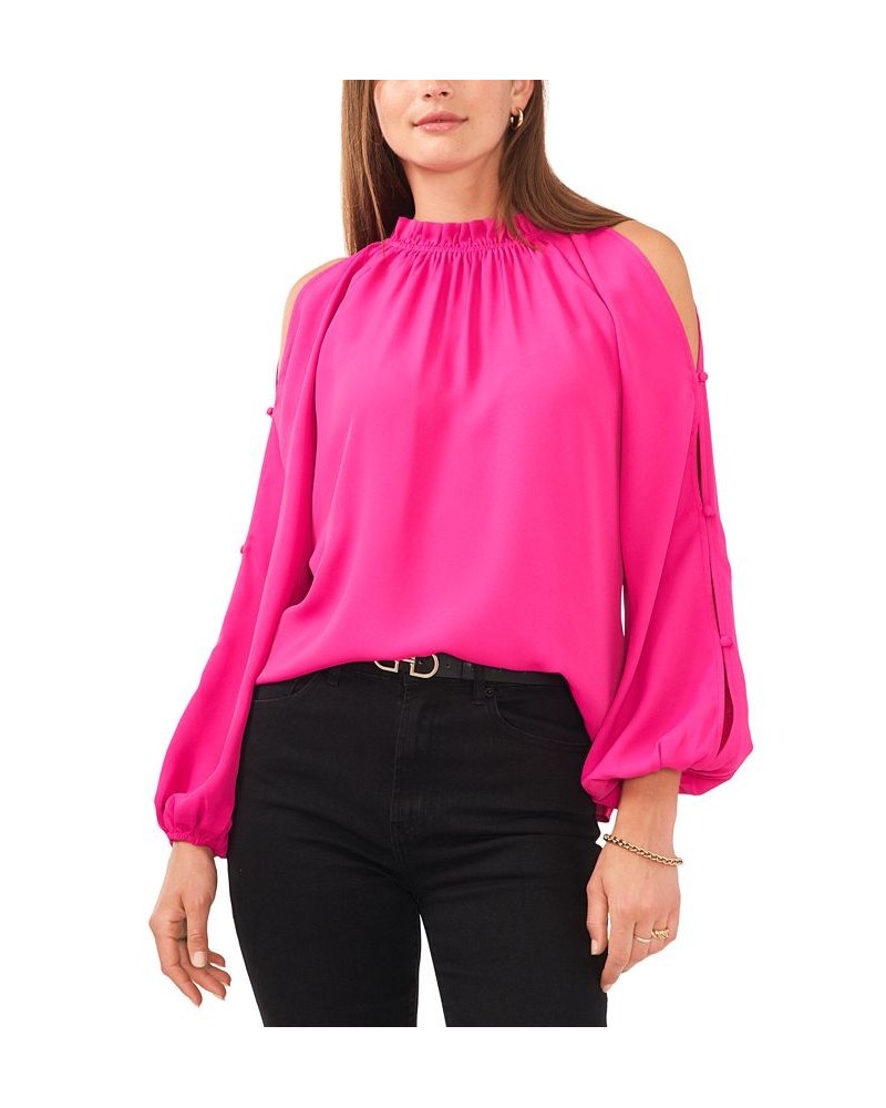 Women's Cold-Shoulder Slit-Sleeve Top Pomegranate Pink $28.70 Tops