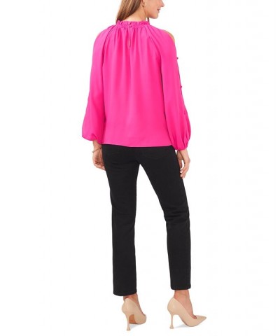 Women's Cold-Shoulder Slit-Sleeve Top Pomegranate Pink $28.70 Tops