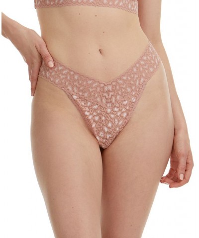 Women's Leopard Original Rise Thong Panty Brown $16.66 Panty