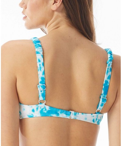 Ledia Tie-Dyed Shirred Bikini Top Teal Cove $23.84 Swimsuits