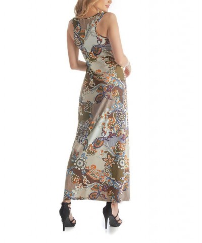 Women's Loose Fitting Back Tank Dress Brown Multi $31.39 Dresses