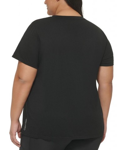 Plus Size Crewneck Logo T-Shirt Black $12.20 Tops