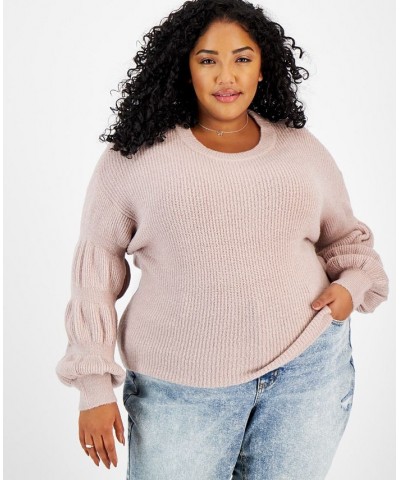 Trendy Plus Size Puff-Sleeve-Detail Sweater Sphinx $14.15 Sweaters