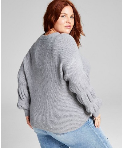 Trendy Plus Size Puff-Sleeve-Detail Sweater Sphinx $14.15 Sweaters