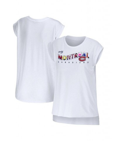 Women's White Montreal Canadiens Greetings From Muscle T-shirt White $27.49 Tops