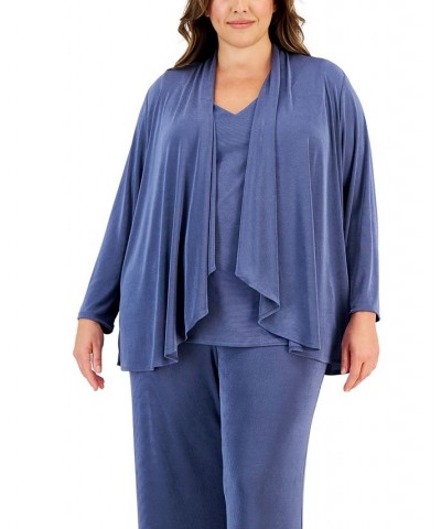 Plus Size Open-Front Waterfall Cardigan Blue $46.87 Sweaters