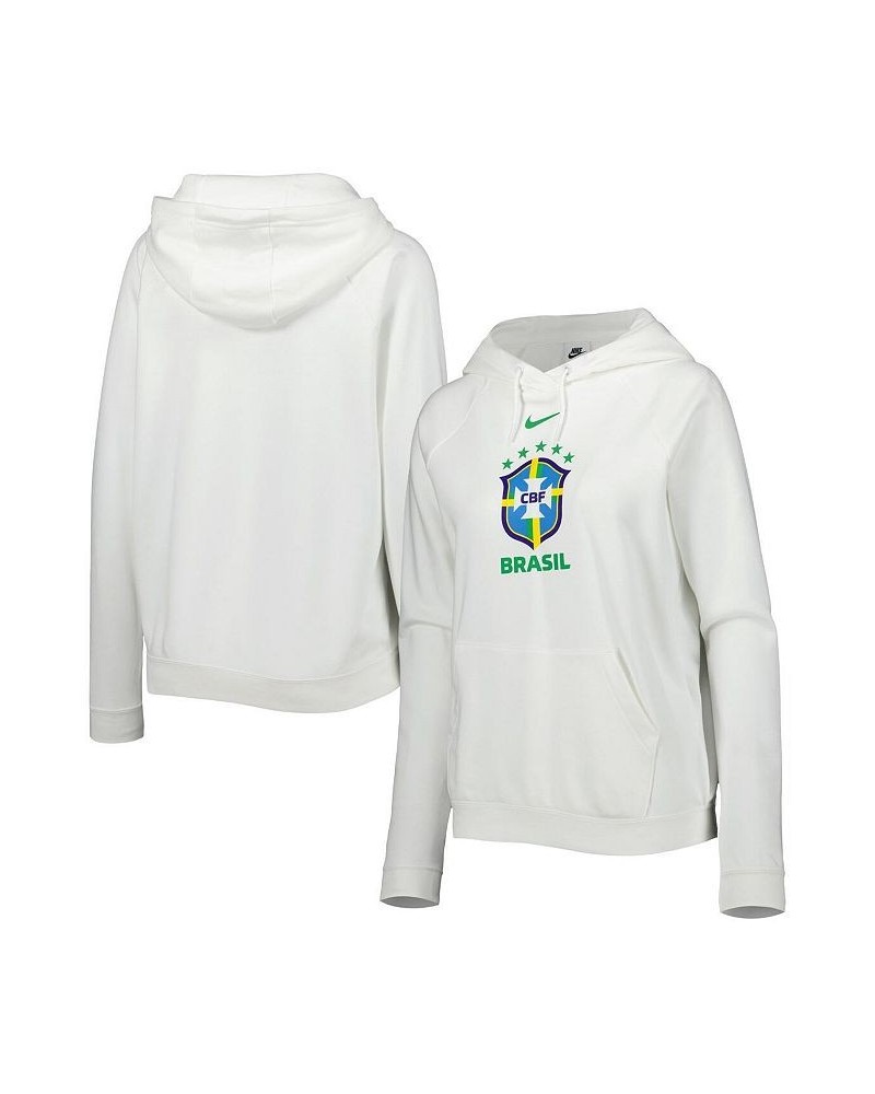 Women's White Brazil National Team Varsity Raglan Tri-Blend Pullover Hoodie White $32.80 Sweatshirts