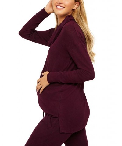 Cowlneck Maternity Tunic Purple $20.16 Tops