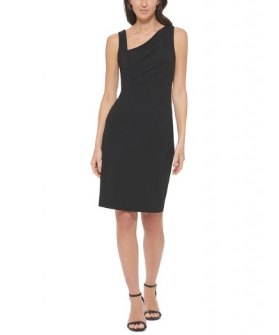 Women's Asymmetrical-Neck Sheath Dress Black $70.56 Dresses