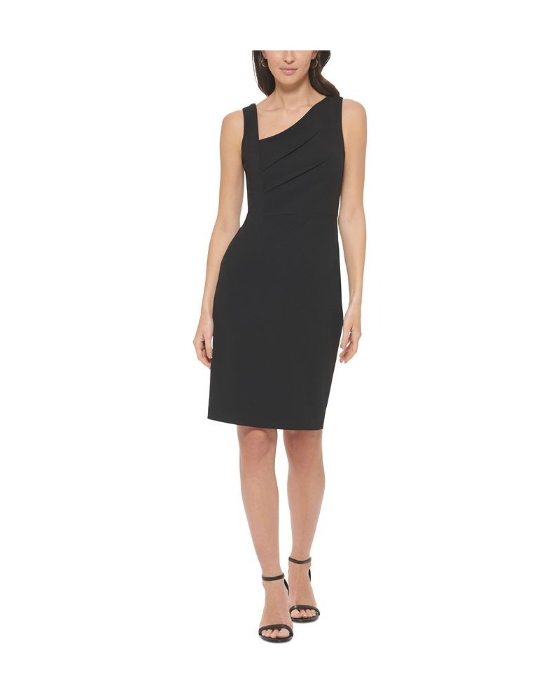 Women's Asymmetrical-Neck Sheath Dress Black $70.56 Dresses