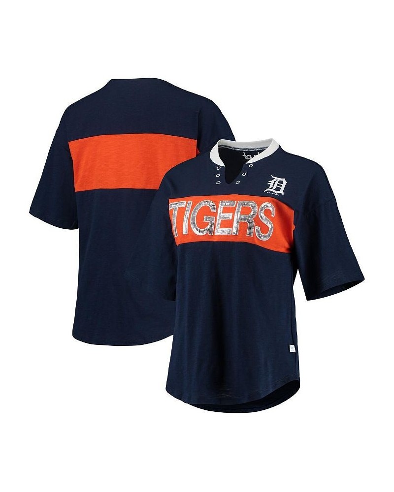 Women's Navy and Orange Detroit Tigers Lead Off Notch Neck T-shirt Navy, Orange $27.50 Tops