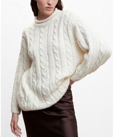 Women's Braided Wool Sweater Ecru $53.99 Sweaters