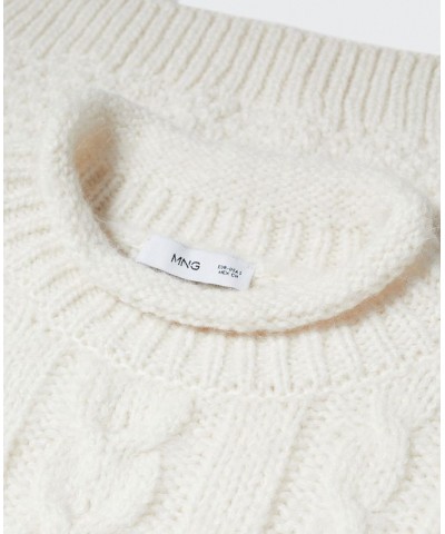 Women's Braided Wool Sweater Ecru $53.99 Sweaters