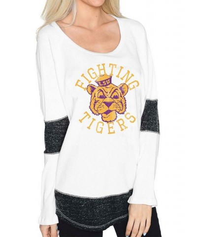 Women's White LSU Tigers Contrast Boyfriend Thermal Long Sleeve T-Shirt White $21.00 Tops