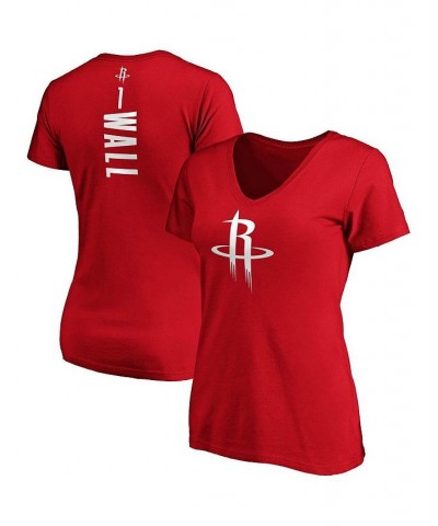 Women's John Wall Red Houston Rockets Playmaker Name Number V-Neck T-Shirt Red $21.45 Tops