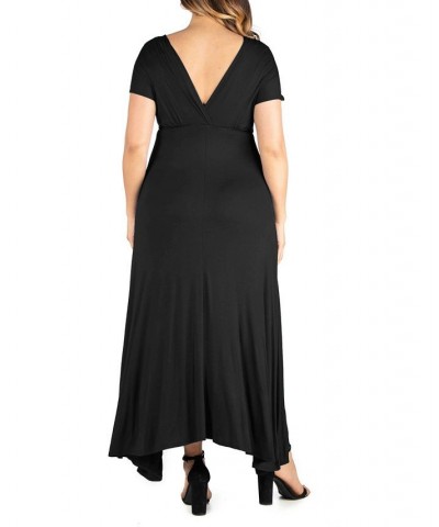 Plus Size Empire Waist V-neck Maxi Dress Black $22.66 Dresses