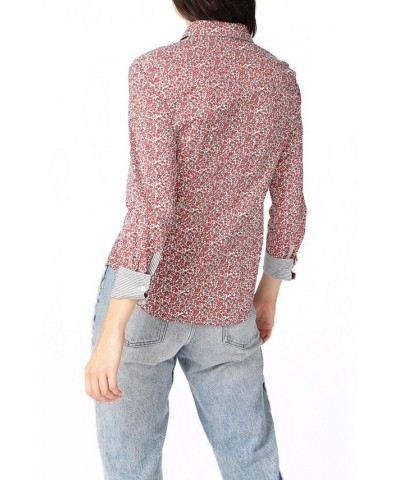 Women's Long Sleeve Sweet Ditsy Fields Button Down Shirt Bright Rouge $44.50 Tops