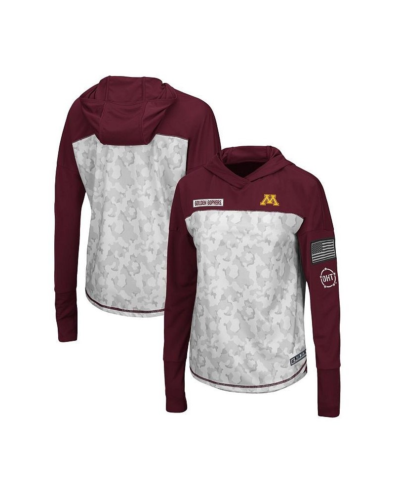 Women's Minnesota Golden Gophers OHT Military-inspired Appreciation Mission Arctic Camo Hoodie Long Sleeve T-shirt $22.00 Tops