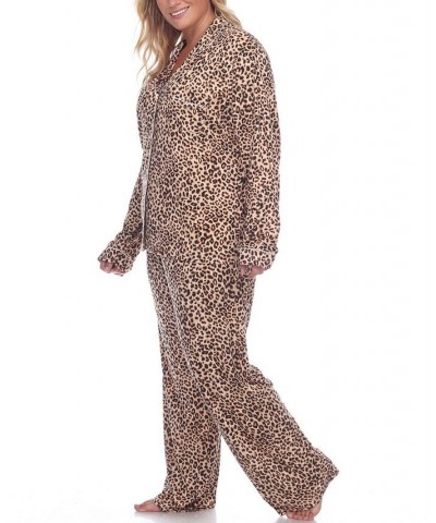 Women's Plus Size Pajama Set 2 Piece Brown $22.96 Sleepwear