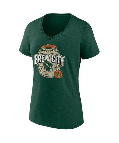 Women's Branded Hunter Green Milwaukee Bucks Hometown Collection Brew City V-Neck T-shirt Hunter Green $23.19 Tops