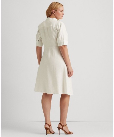 Plus-Size Linen Shirtdress White $78.00 Dresses