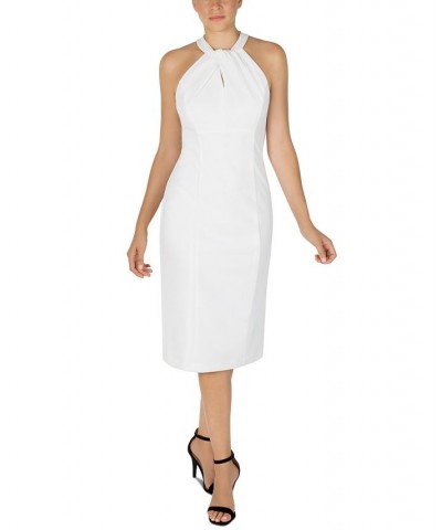 Halter-Neck Sleeveless Sheath Dress Ivory/Cream $40.46 Dresses