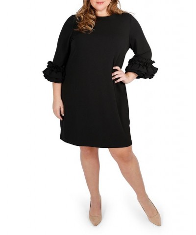 Plus Size Ruffle Sleeve Sheath Dress Black $54.45 Dresses