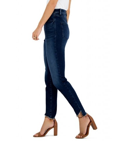 Women's High-Rise Frayed-Hem Skinny Jeans Dark Indigo $17.49 Jeans