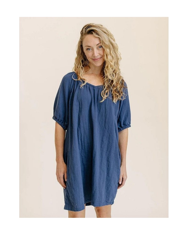 Women's Cotton Gauze House Dress Indigo $42.14 Dresses