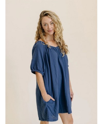 Women's Cotton Gauze House Dress Indigo $42.14 Dresses