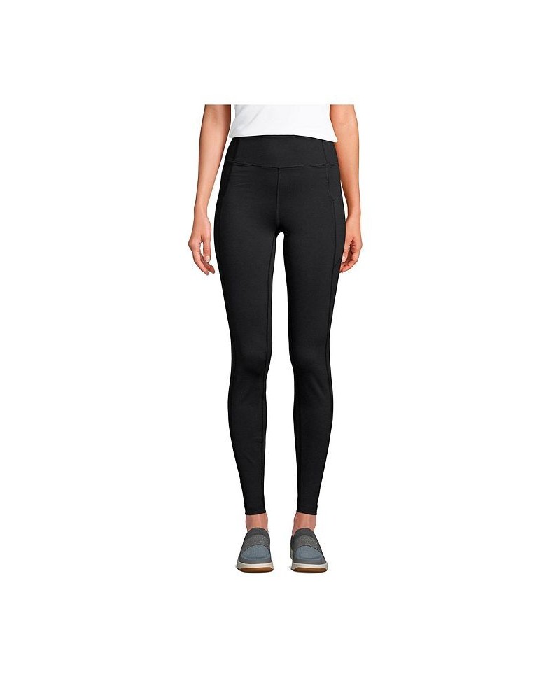 Women's Petite Active High Rise Compression Slimming Pocket Leggings Black $45.87 Pants