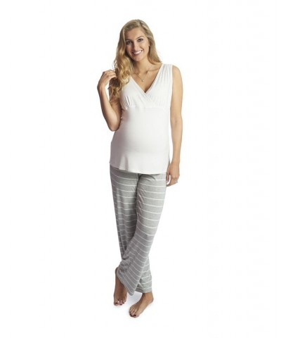 Women's Analise During & After 5-Piece Maternity/Nursing Sleep Set Heather Gray $37.40 Sleepwear