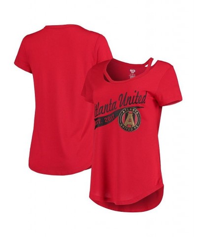 Women's Red Atlanta United FC Squad Cut Neck T-shirt Red $23.19 Tops