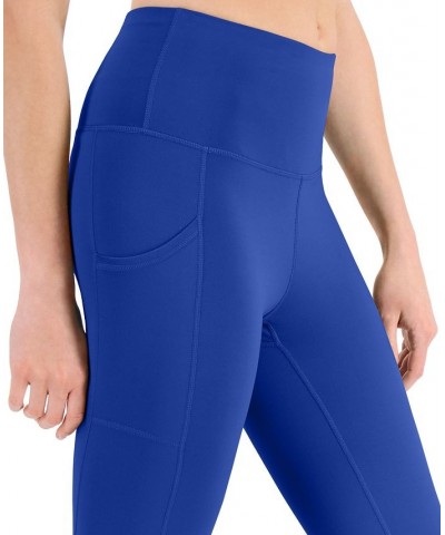 Women's Compression High-Rise Side-Pocket Cropped Leggings Regular & Petite Blue Illusion $14.17 Pants