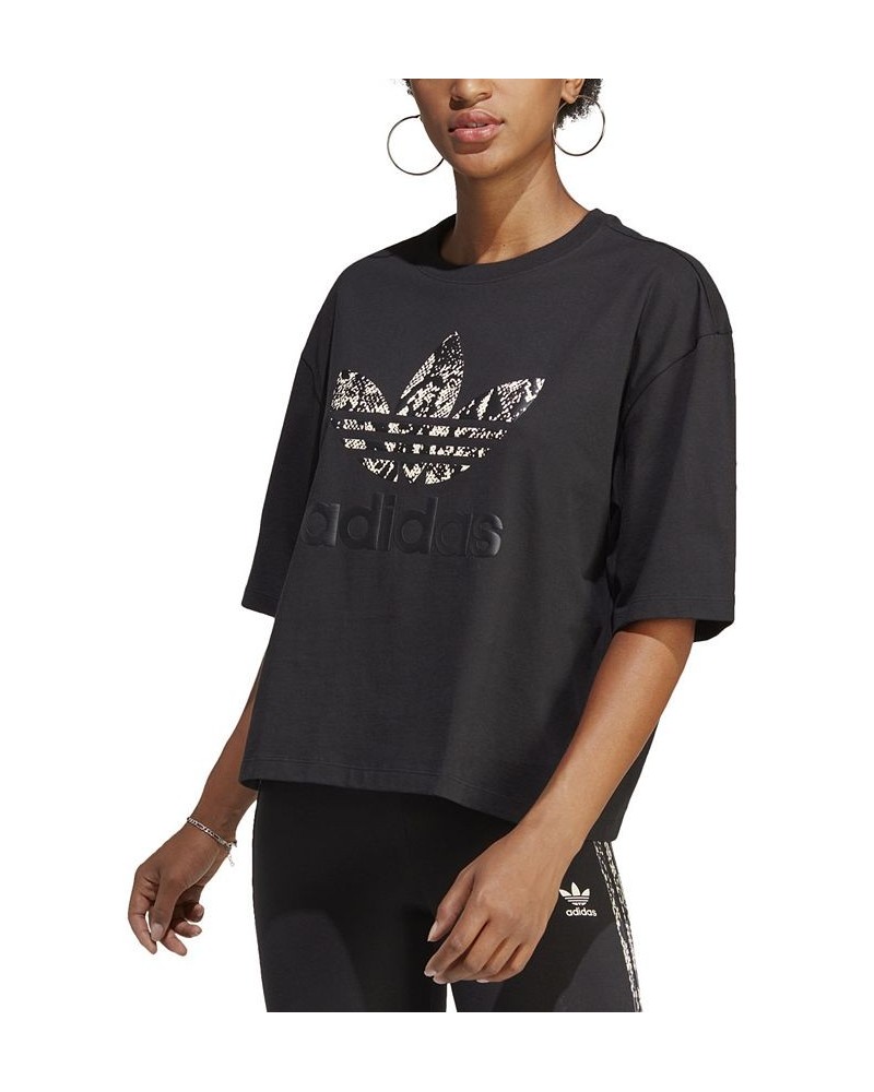 Women's Cotton Graphic T-shirt Black $25.65 Tops