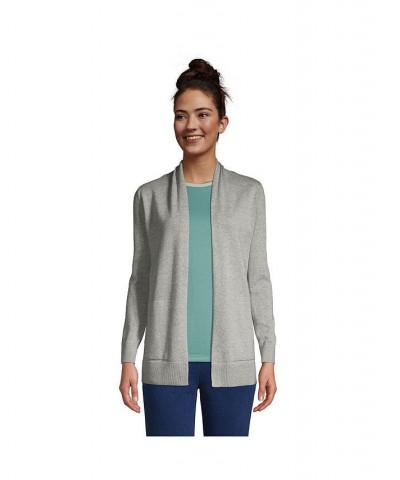 Women's Tall Cotton Open Long Cardigan Sweater Gray heather $35.98 Sweaters