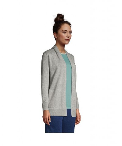 Women's Tall Cotton Open Long Cardigan Sweater Gray heather $35.98 Sweaters