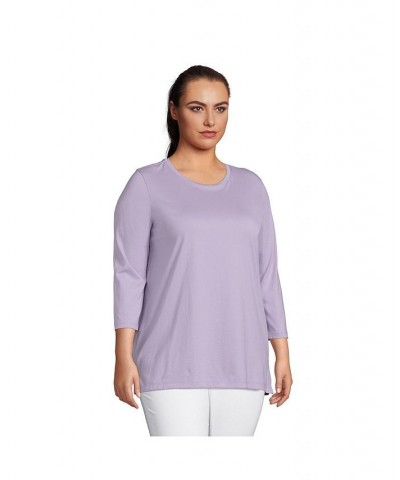 Women's Plus Size 3/4 Sleeve Cotton Supima Crewneck Tunic Lavender cloud $30.18 Tops