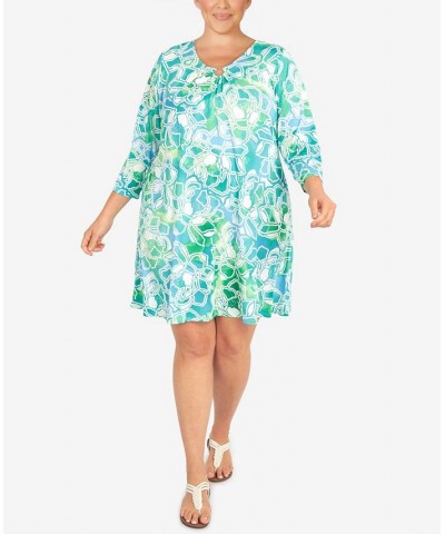 Plus Size Ombre Bold Bloom Print Dress Mint Multi $37.44 Dresses