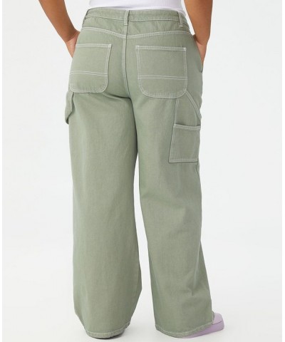 Plus Size Trendy Carpenter Jeans Soft Green $20.51 Jeans