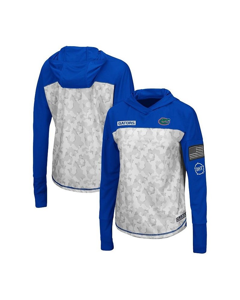 Women's Florida Gators OHT Military-Inspired Appreciation Mission Hoodie Long Sleeve T-shirt Arctic Camo, Royal $32.99 Tops