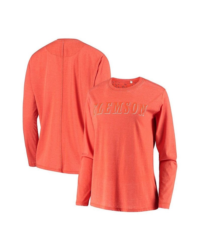Women's Orange Clemson Tigers Tonal Block Vintage Wash Long Sleeve T-shirt Orange $20.50 Tops