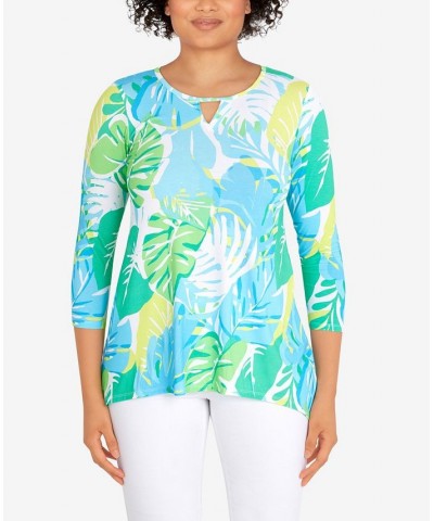 Petite Knit Graphic Tropical Print Top Multi $29.44 Tops