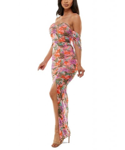 Printed Mesh Off-The-Shoulder Bodycon Dress Multi $73.14 Dresses
