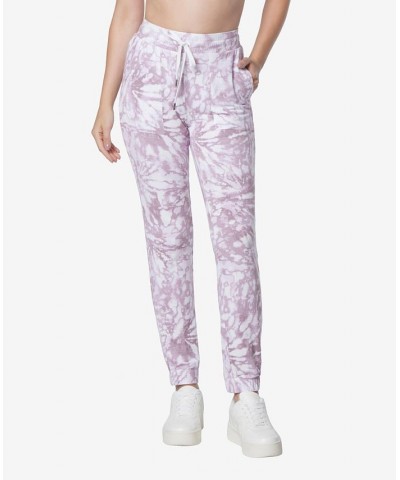 Women's Printed Full Length Joggers Pant with Patch Pocket Amethyst $27.55 Pants