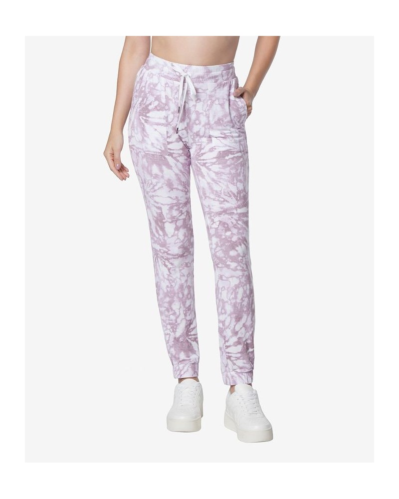 Women's Printed Full Length Joggers Pant with Patch Pocket Amethyst $27.55 Pants