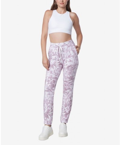 Women's Printed Full Length Joggers Pant with Patch Pocket Amethyst $27.55 Pants