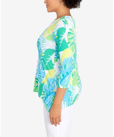 Petite Knit Graphic Tropical Print Top Multi $29.44 Tops