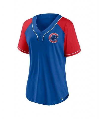 Women's Branded Royal Chicago Cubs Ultimate Style Raglan V-Neck T-shirt Royal $33.60 Tops