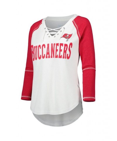 Women's White Red Tampa Bay Buccaneers Rebel Raglan Three-Quarter Sleeve Lace-Up V-Neck T-shirt White, Red $27.45 Tops